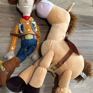 Disney Woody and Bullseye Plush Set - Tan and Blue